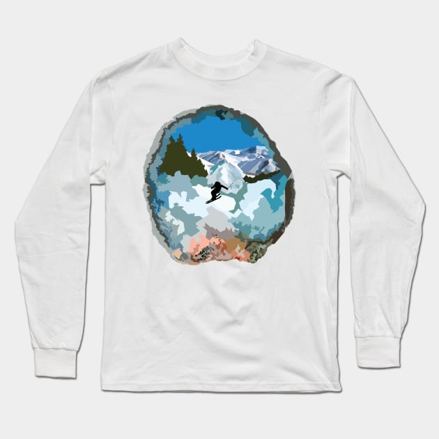 The Secret Lives of Geodes: The Skier Long Sleeve T-Shirt by aecdesign